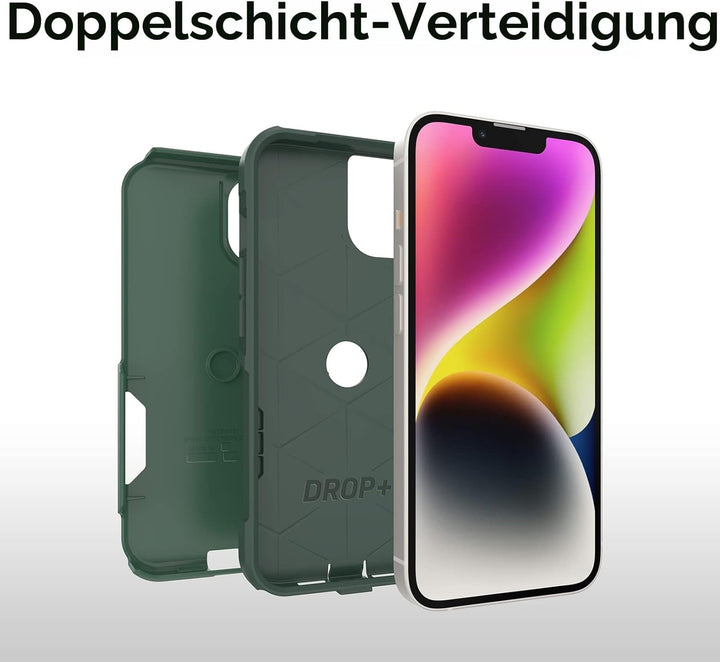 OtterBox Schutzhülle für iPhone 14 & iPhone 13 Commuter Series – Trees Company (grün), schlank und r