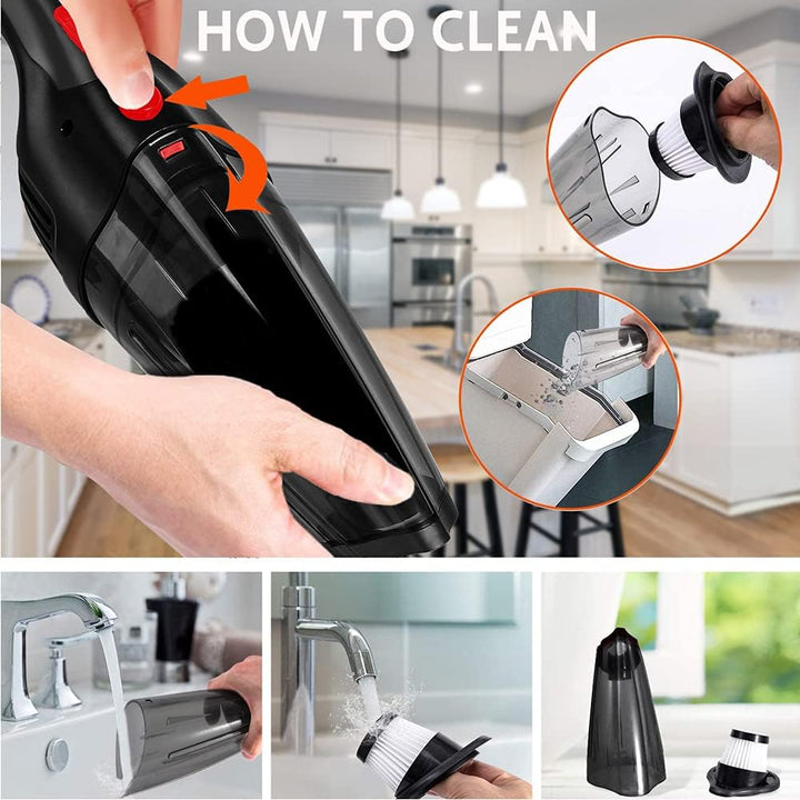 Handstaubsauger, Kabellos Handstaubsauger Akku, 9000PA Mini Autostaubsauger USB Aufladbar Tragbar Le