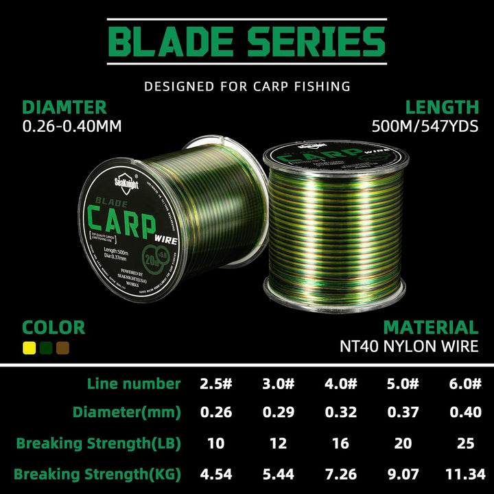 SeaKnight Blade Nylon Angelschnur Monofil Karpfen 500M/1000M Salzwasser Monofile Angelschnur Forelle