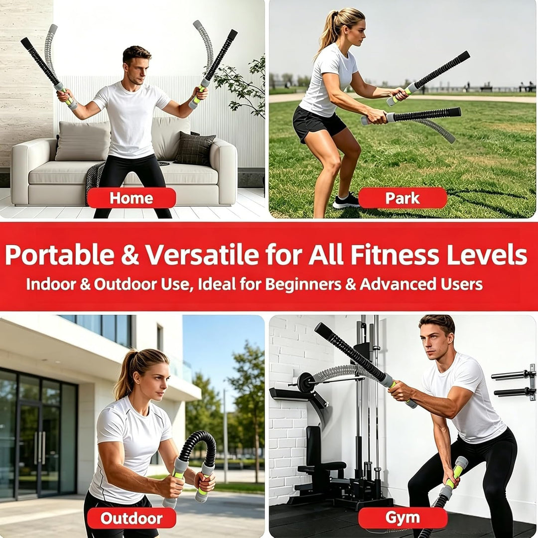 3-in-1 Seilfreie Kampfseile 2pcs, Battle Ropes mit Gummibeschichtetem Rutschfester Griff, Verdicktem