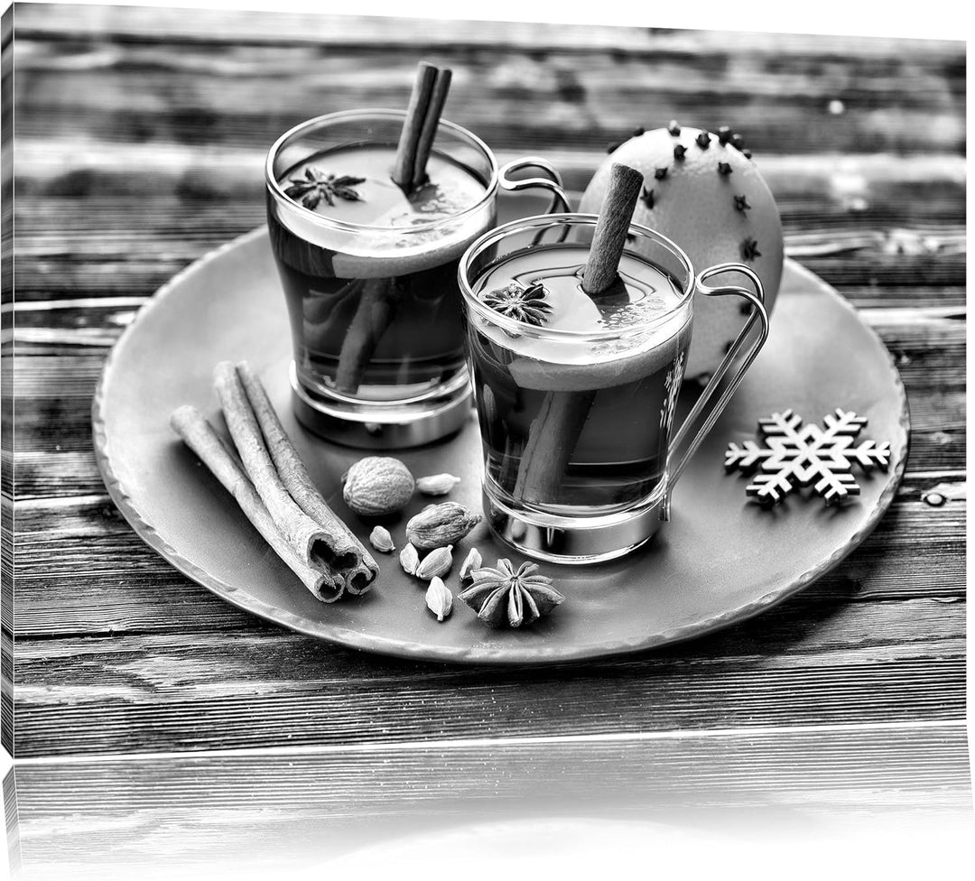 Pixxprint Aromatischer Glühwein mit Zimt als Leinwandbild/Grösse: 100x70 / Wandbild/Kunstdruck/ferti