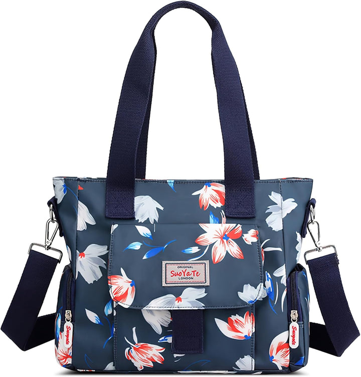 DIRRONA Bunte Damenhandtaschen Modedruck Umhängetasche Multi Pocket Multi Fach Crossbody Bag Beiläuf
