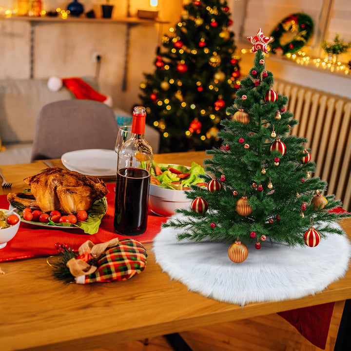 Mini Weihnachtsbaum Rock, 38cm rund Weihnachtsbaum-Decke, Baumrock weisser Plüsch, für Weihnachtsbau