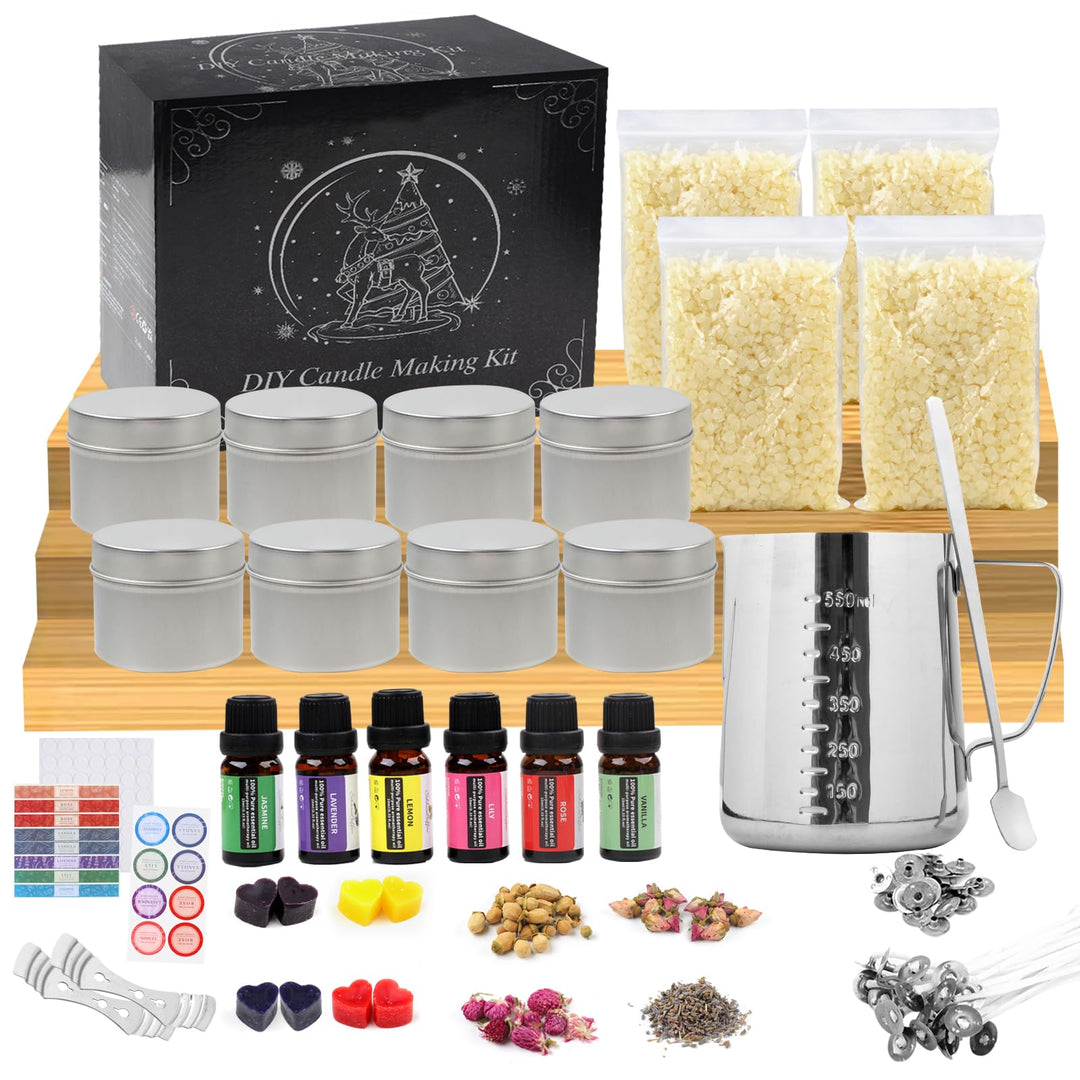 TEPENAR DIY Kerzenherstellung Kit - Kerzen selber Machen Set Duftkerze Geschenke mit Sojawachs, Kerz