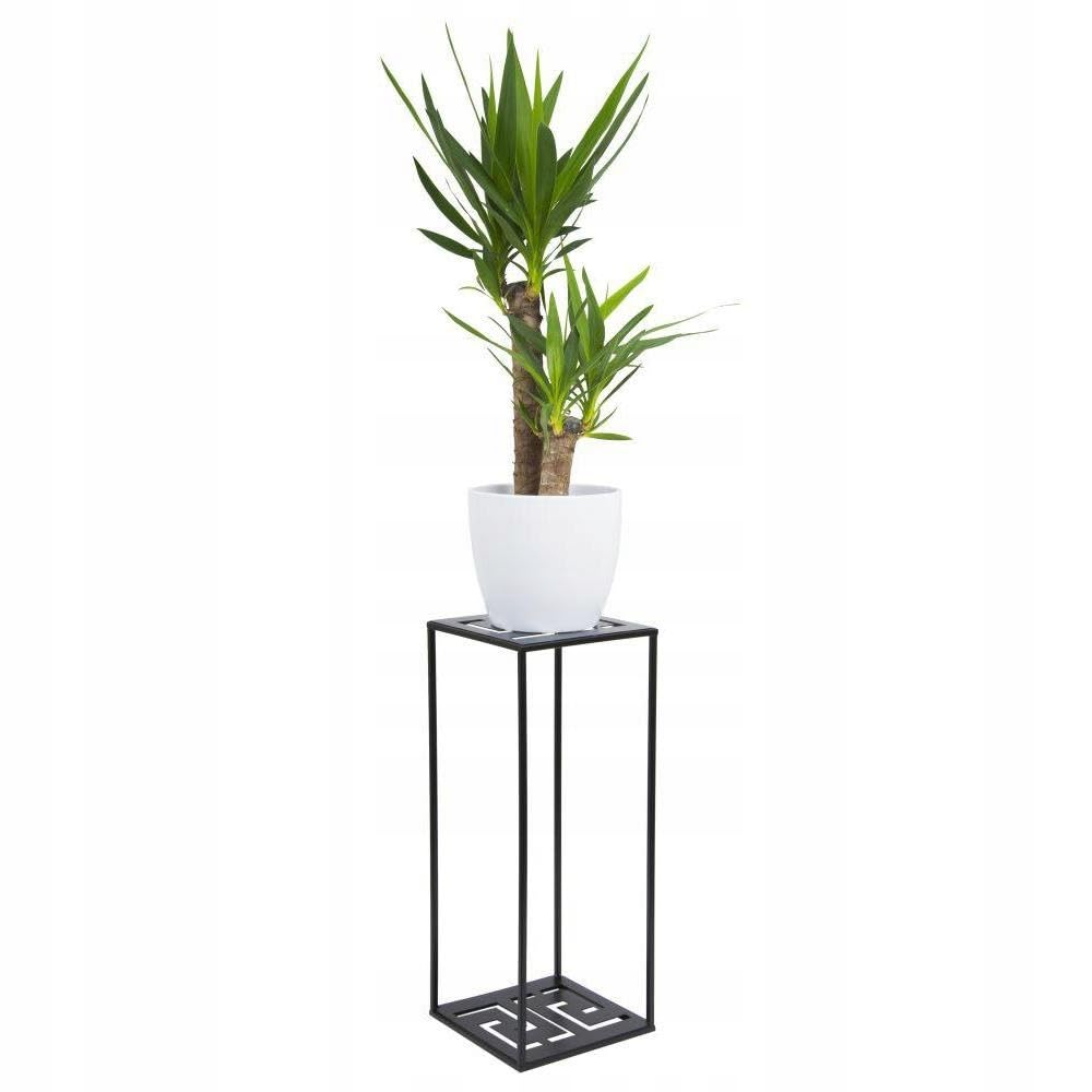 HowHomely Blumenständer Metall 60 x 24 cm - Blumenhocker mit Geometrischem Design - Schwarz Pflanzen
