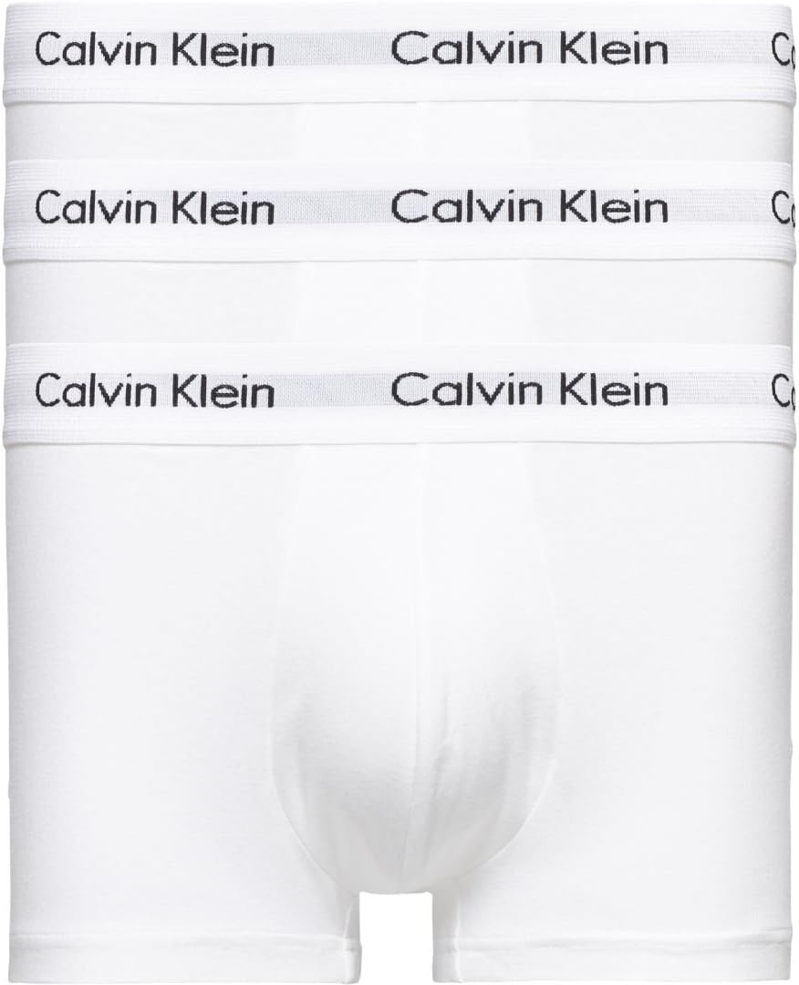 Calvin Klein Herren 3er Pack Boxershorts Low Rise Trunks Unterwäsche XL White/Black Logo, XL White/B