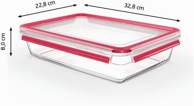 Emsa N10412 Clip & Close Glas Frischhaltedose | 3 L | stapelbar | gefrierfest | backofenfest | mikro