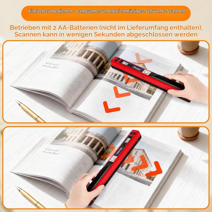 A4 Tragbarer Scanner, USB-Bildscanner, Handscanner, Farbscannen, 900 DPI, A4 Tragbarer Dokumentensca