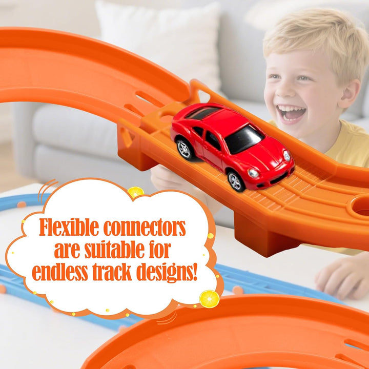 8 Stück Gebogene Schienenstücke Kompatibel mit Hot Wheels Spielzeugautos, ABS Rennstreckenverbinder