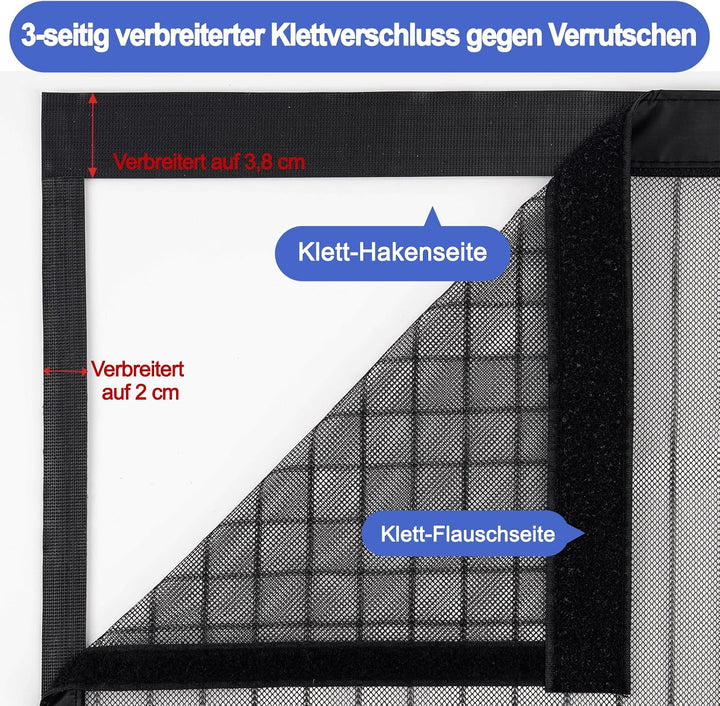 Fliegengitter Balkontür Magnet, Fliegengitter Tür 100x200cm Schwarz Schwarz 100*210, Schwarz 100*210
