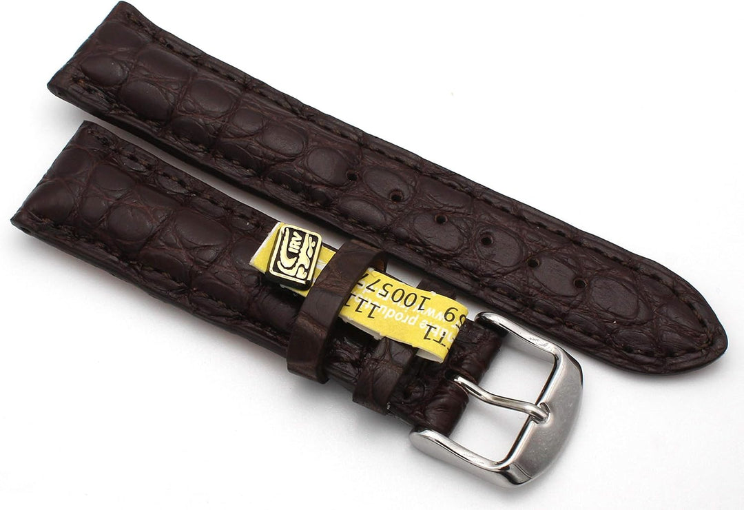 20mm XS Damenlänge Echt Alligator Vintage hangemacht in Deutschland Uhrenarmband Dunkel braun