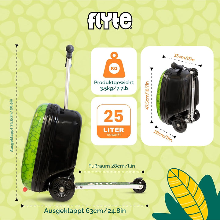 Flyte Scooter Koffer - 2-in-1, 45 cm Reisekoffer Kinder, 25 Liter Fassungsvermögen Kinderkoffer Hand