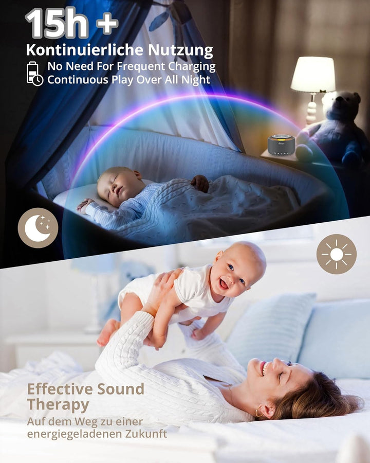HOMGEN White Noise Machine Weisses Rauschen Maschine Einschlafhilfe Baby Erwachsene 30 Klänge & 30 S