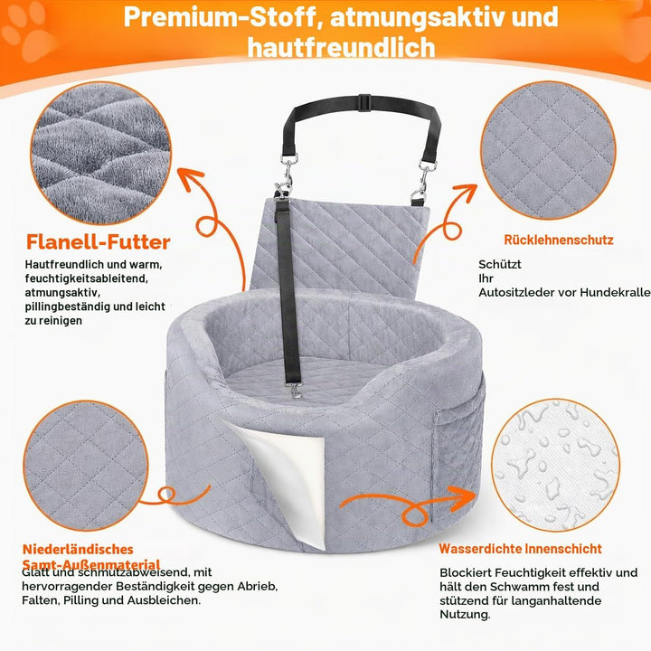 Hundeautositz für kleine Hunde – Schwarzer Booster Autositz mit 28D Memory Foam, Rutschfester Wasser