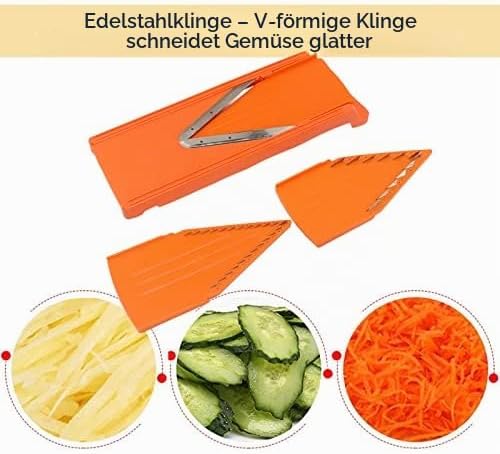 Gemüsehobel, Manueller V-Klinge Hobelschneider Kartoffelreibe Gemüseschneider mit Edelstahlklinge V-