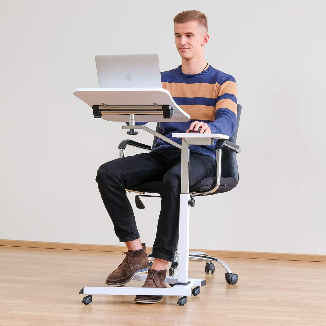 Tatkraft Like Laptop Ständer auf Rollen, Laptoptisch Höhenverstellbar Stehpult, Bett Beistelltisch W