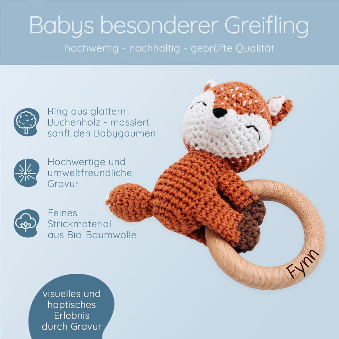 Personalisierter Beissring Baby - Niedlicher Greifling für Baby&