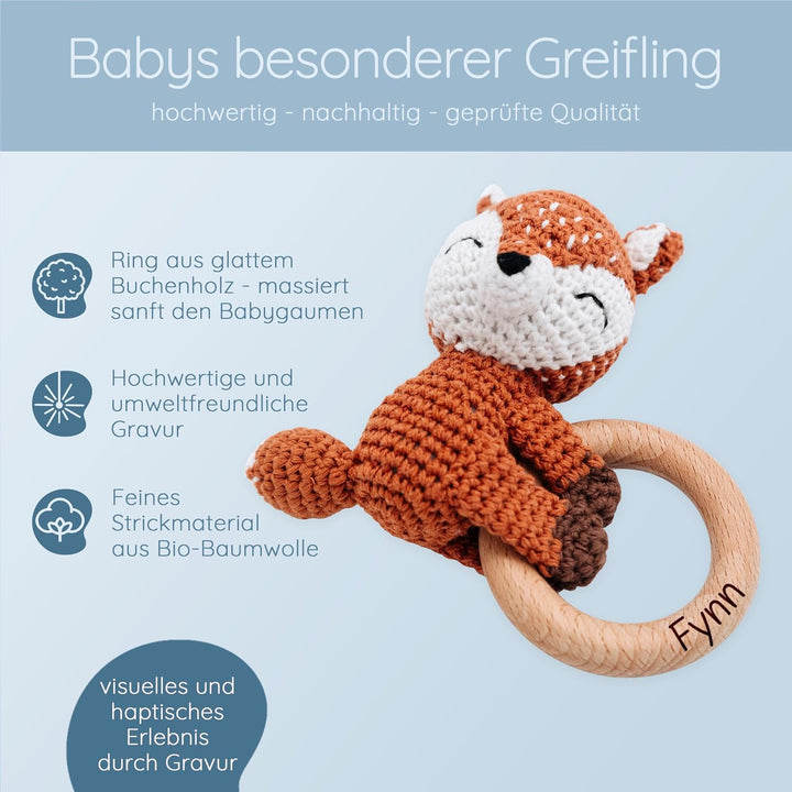 Personalisierter Beissring Baby - Niedlicher Greifling für Baby&