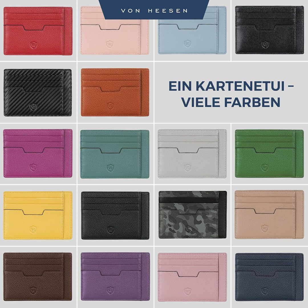 VON HEESEN® Echtleder RFID Kartenetui aus Nappa-Leder - 9 Fächer - Querformat Kreditkartenetui für D