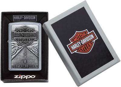 Zippo 1.330.014 Feuerzeuge Harley-Davidson American Legend Emblem - Chrom gebürstet