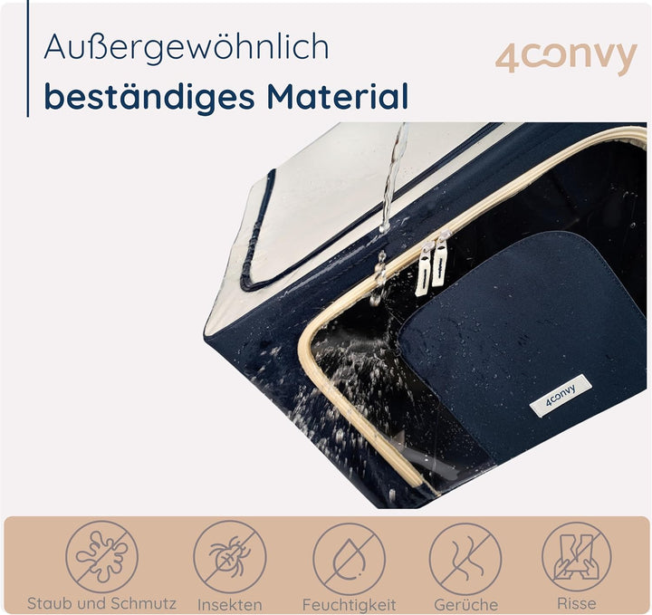 4CONVY feste faltbare Kleideraufbewahrung Box mit Reissverschlüss, Metallrahmen - [2024 VERBESSERTES