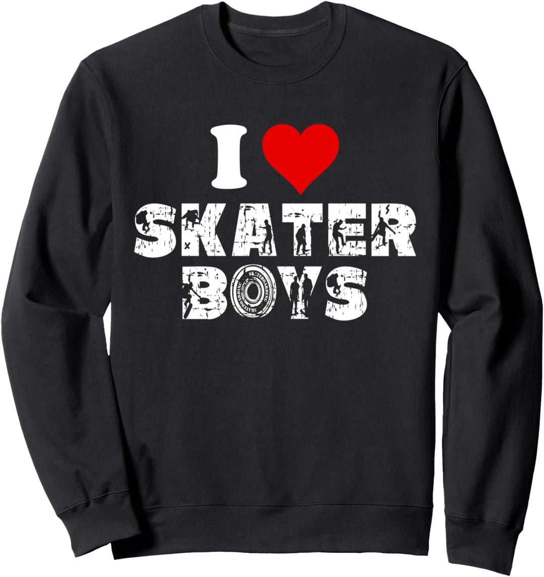I Love Skater Boys Shirt,Skateboarding Shirts for Women,Teen Sweatshirt