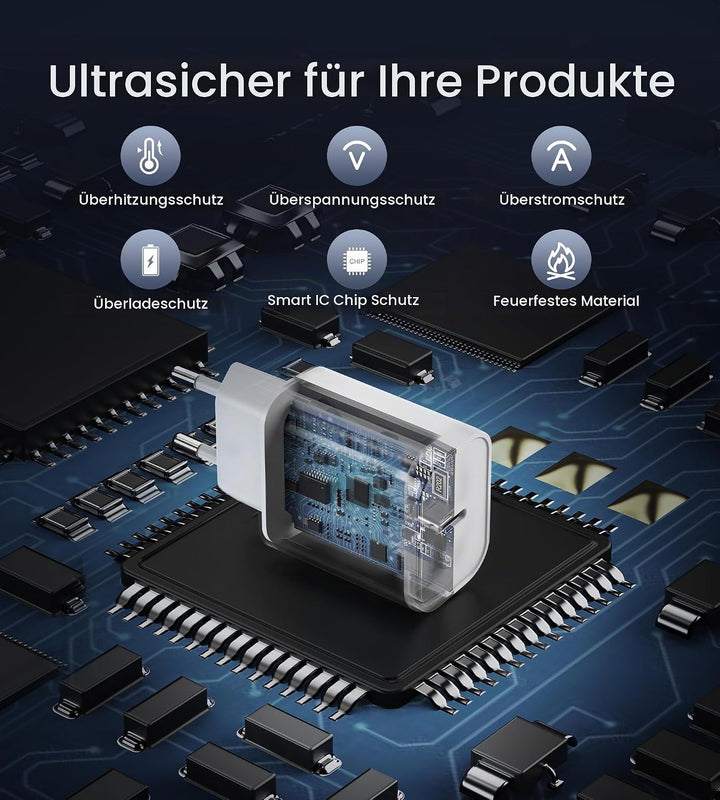 20W USB C Adapter, USB-C Ladegerät kompatibel mit i-Phone 17/16/15/14/13 Plus Pro Max, i-Pad, Air-Po