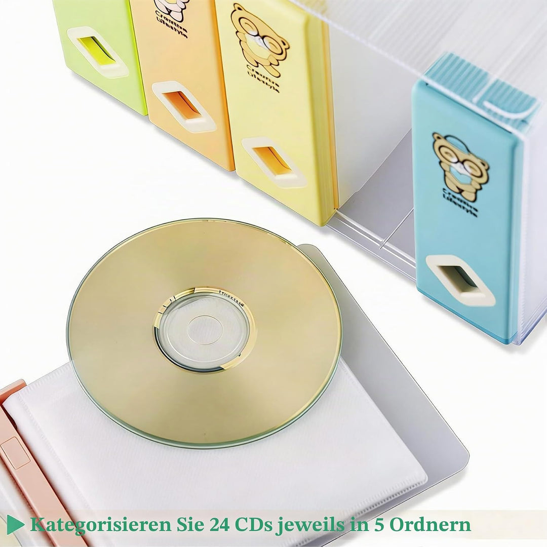 AhfuLife CD/DVD/Blu-ray Aufbewahrung Boxen Farbenfrohe, DVD Box Platzsparende Transport-Hüllen, CD H