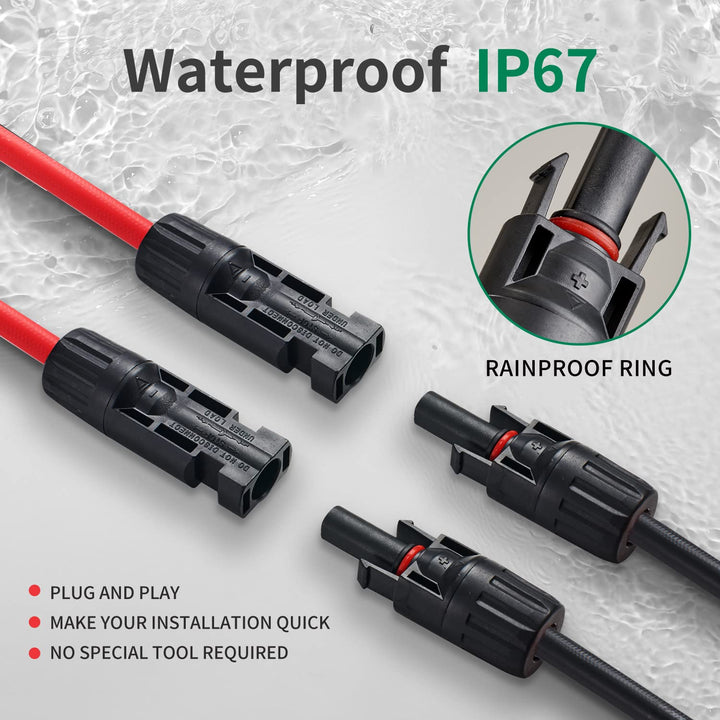 GENORTH 6 mm² Solarkabel Y-Verteiler 2 Paar,MMF/FFM Solarpanel Y Stecker 10AWG Y Stecker Fotovoltaik