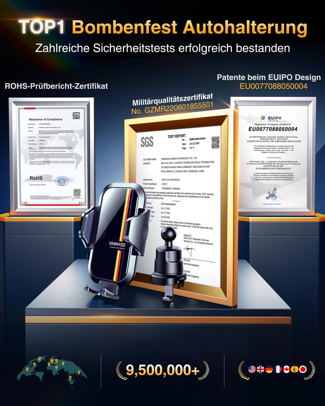 VANMASS 2025 Upgrade【Militär-Klasse】Handyhalterung Auto Lüftungshaken Bombenfest Handyhalter 360°Dre
