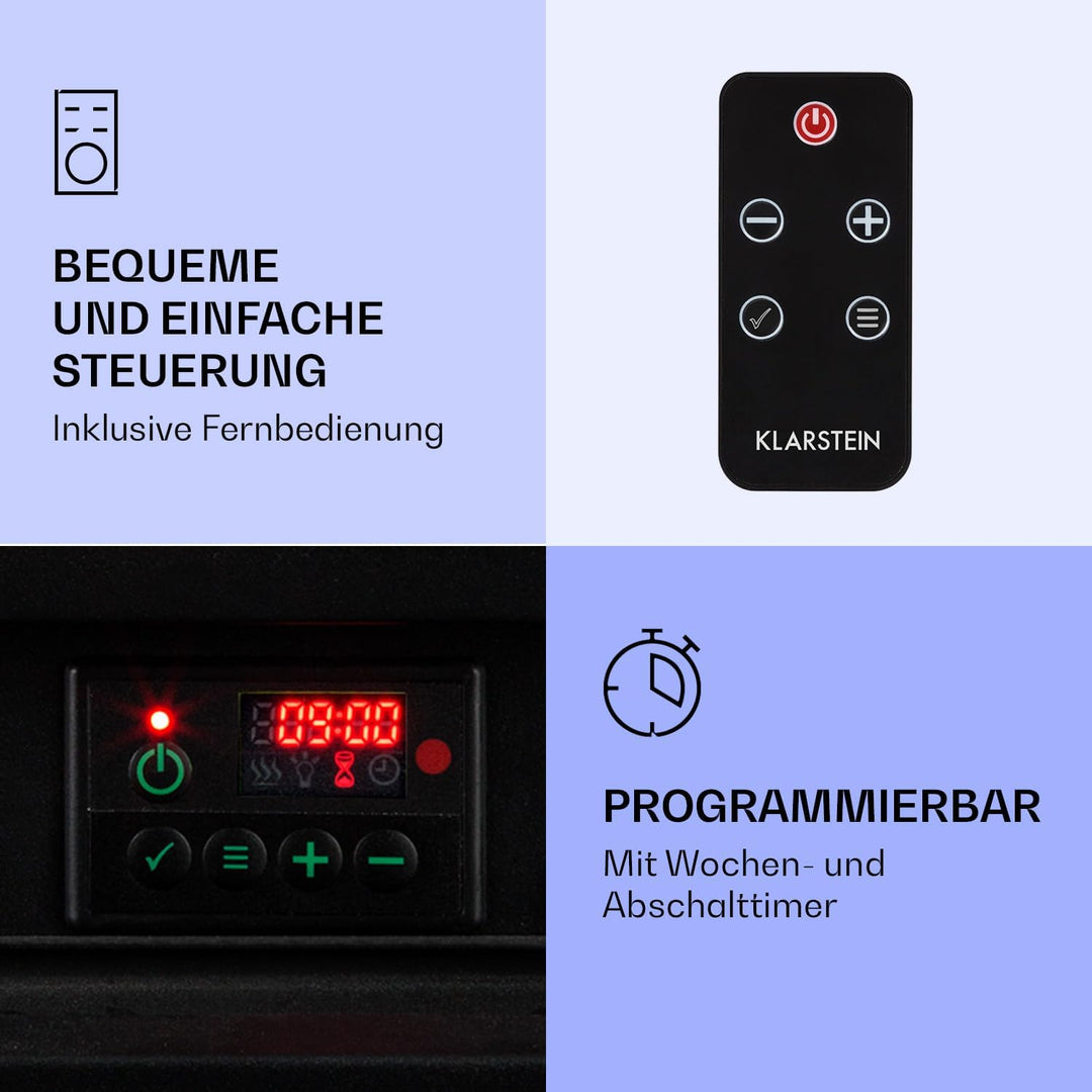 Klarstein Elektrokamin, Elektro Heizungen für Wohnzimmer & Innenräume, Elektrischer Kamin mit LED Fl