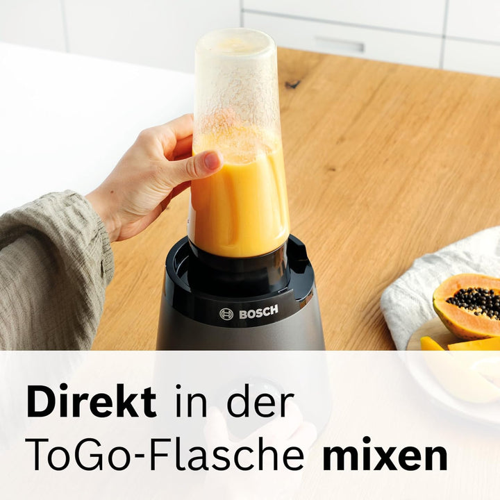 Bosch Standmixer VitaPower Serie 4 MMB6174S, hochwertige Edelstahl-Klingen, 1,5l Glasbehälter, 0,6l
