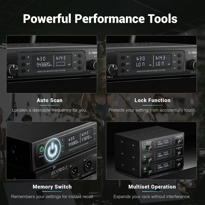 Phenyx Pro Wireless Mikrofon System mit Dual-Handheld-Funkmikrofon/Bodypack/Headset/Lapel-Mikrofon,