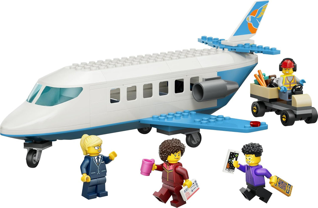 LEGO City Passagierjet Spielzeug - Flugzeug Modellbausatz mit 4 Minifiguren und Reisezubehör - Lerns