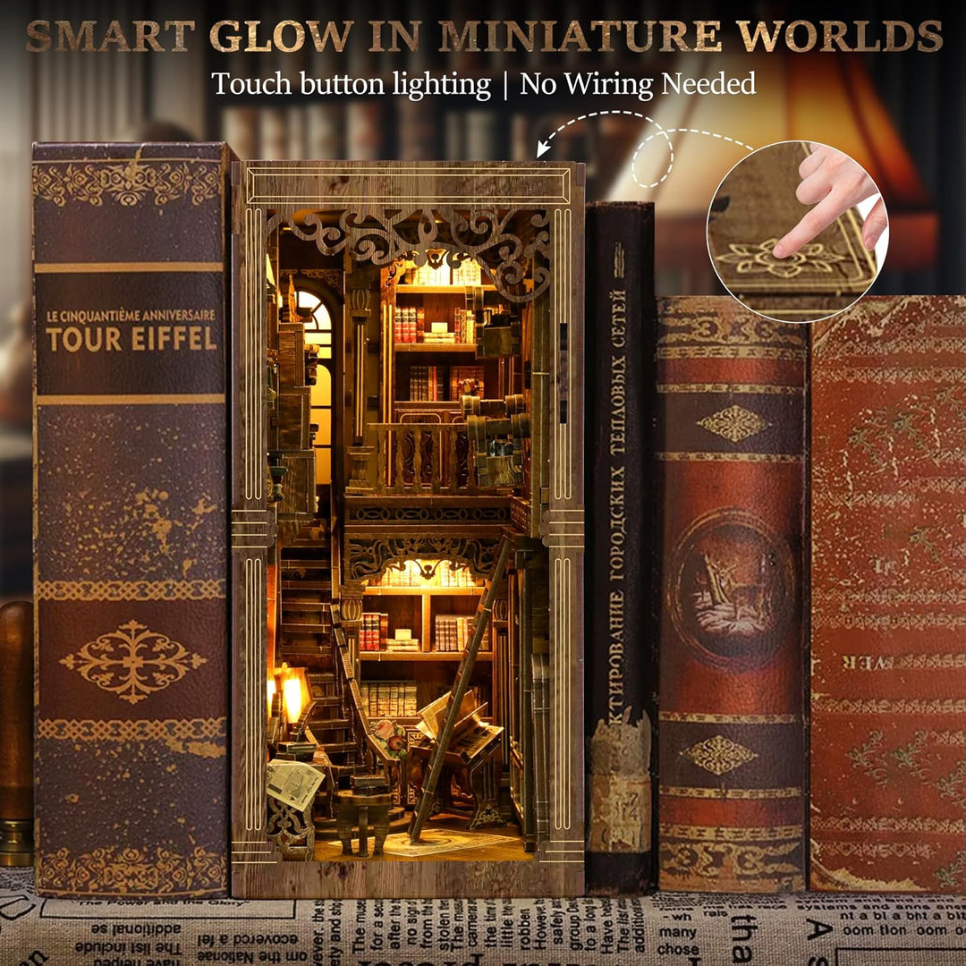 Book Nook Kit für Erwachsene - CRIOLPO DIY Miniatur Haus Holzpuzzle 3D Puppenhaus - Buchstütze für B