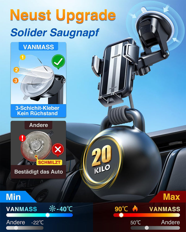 VANMASS Handyhalterung Auto [Ultimative Version] Handy Halterung Auto 2023 Saugnapf Pro Universale K
