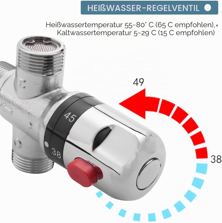 Jevina 3 Wege Thermostat Mischventil Aus Massivem Kupfer, 3/4 Solar Warm Wasser Bereiter, Regulieren