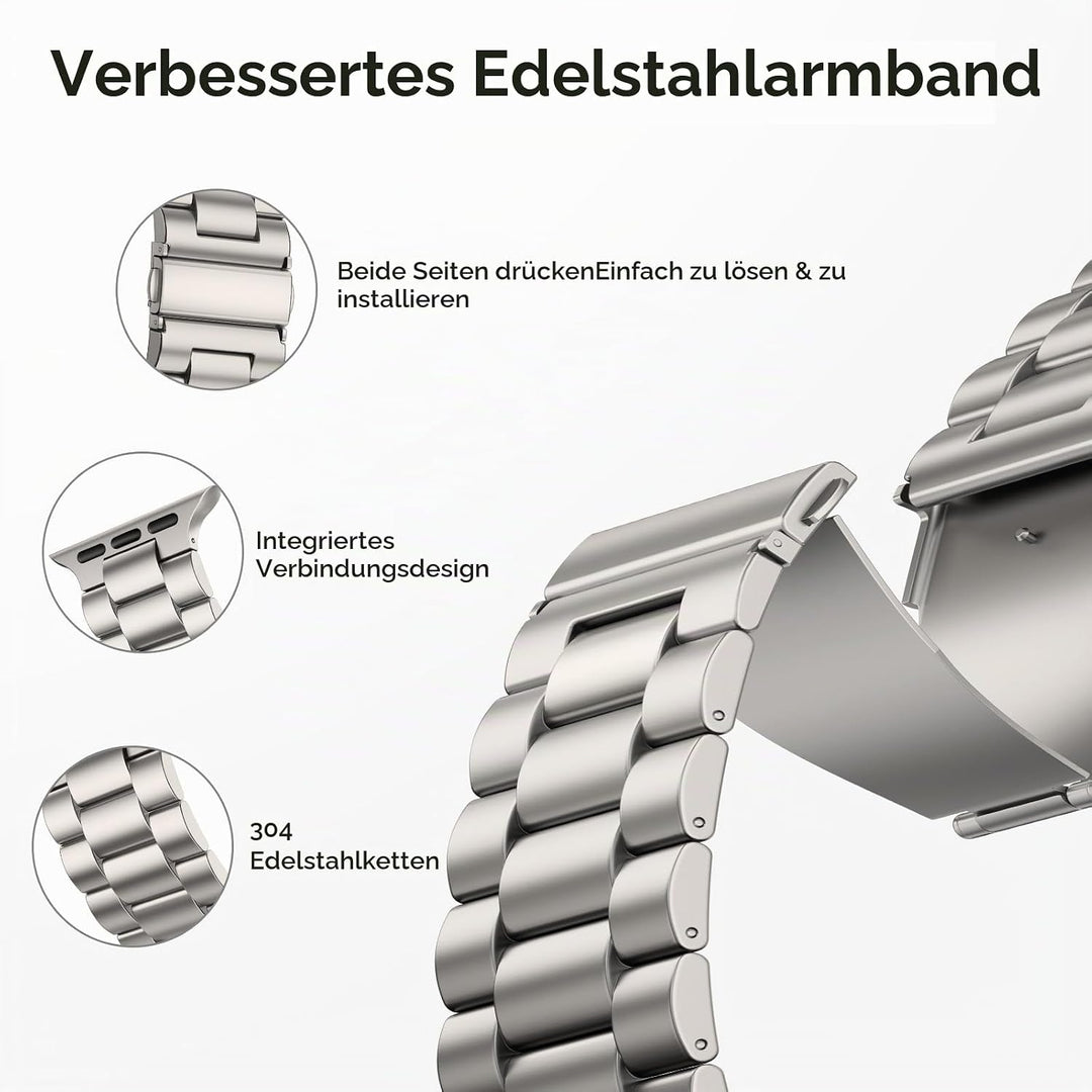Metall Kompatibel mit Apple Watch Armband 42mm(Series 11 10) 40mm 41mm 38mm, Damen Herren Edelstahl