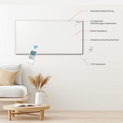 Infrarotheizung mit Thermostat - Infrarot Wandheizung - Elektroheizung 700 Watt - Heizplatte Heizpan