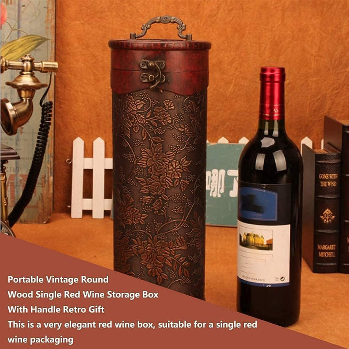 Vintage Hölzerne Weinkiste, Hölzerne Einzelne Weinflasche Geschenk-Box Mit Griff Einzelne Flasche Ho