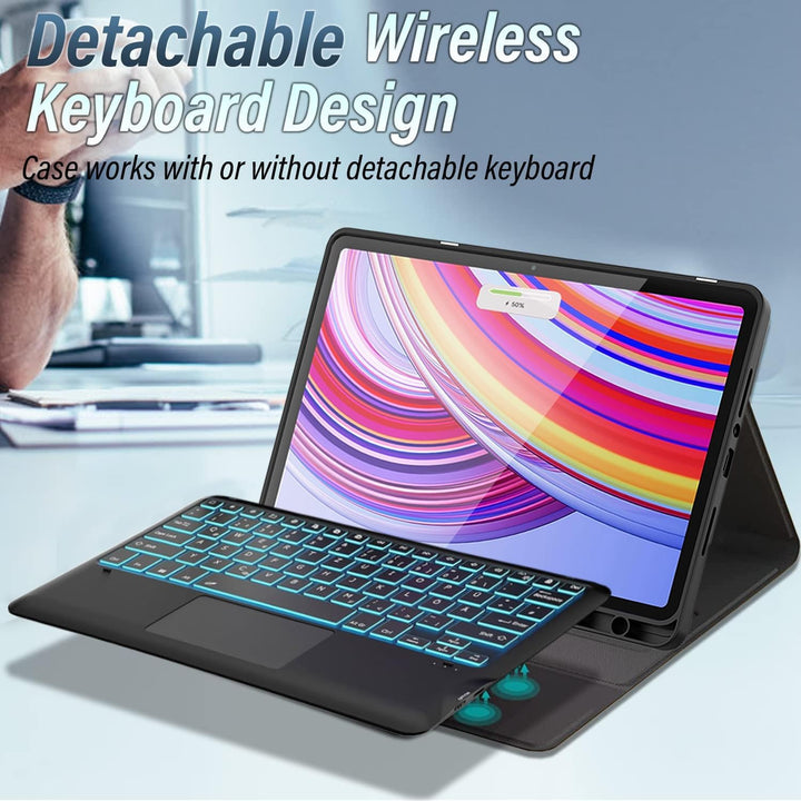 Wineecy Beleuchtete Tastatur Hülle für Redmi Pad Pro 12,1 Zoll 2024 Tablet, Magnetisch Abnehmbare Ka
