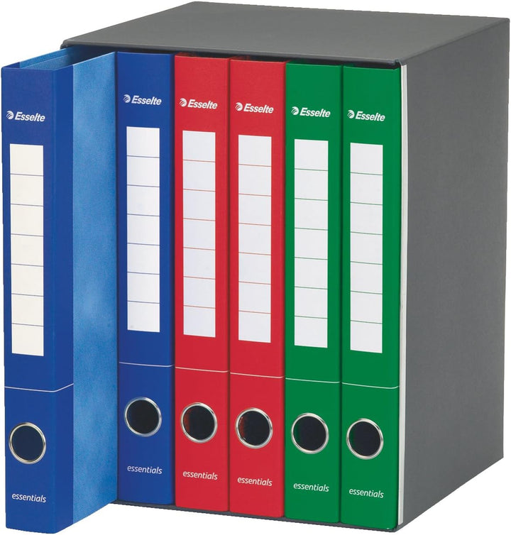 Esselte 391965000 Ordner mit 2 Ringen, Rücken 4 cm, verschiedene Farben - 1 Gruppe mit 6 Ordnern