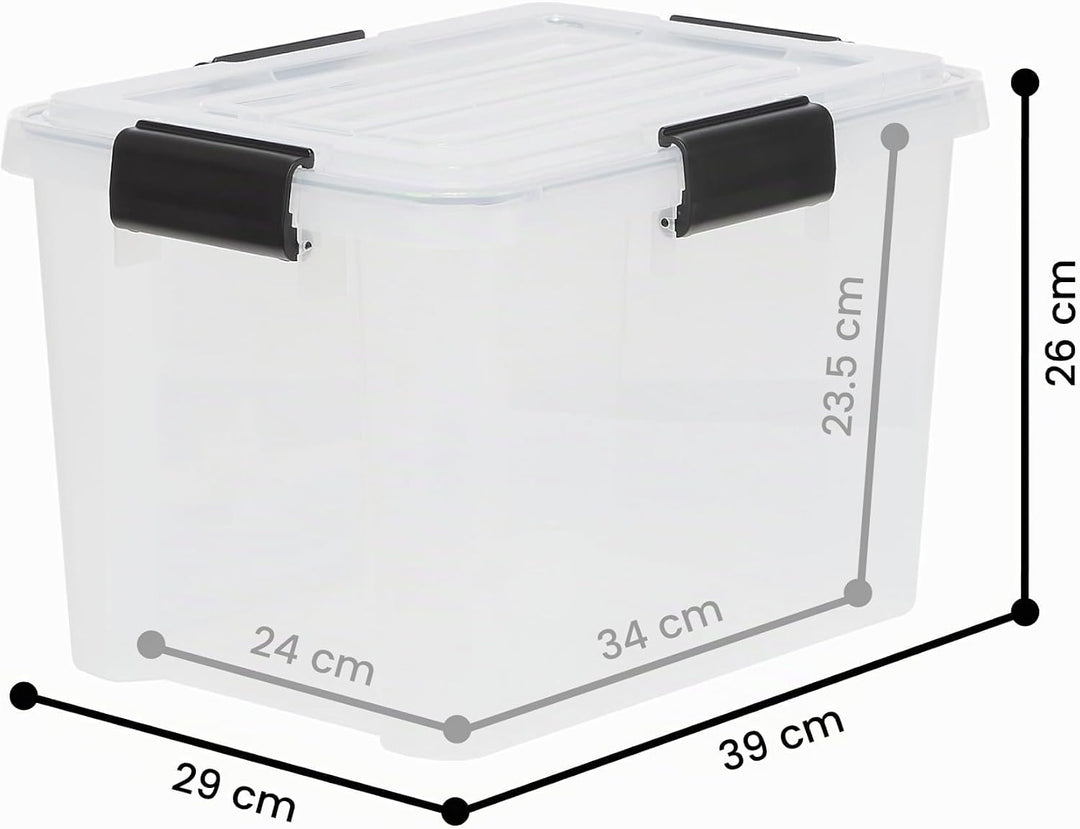 Iris Ohyama Luftdichte Kunststoff-Aufbewahrungsboxen mit Deckel, 20L, 3er-Set, Transparent, Hermetis