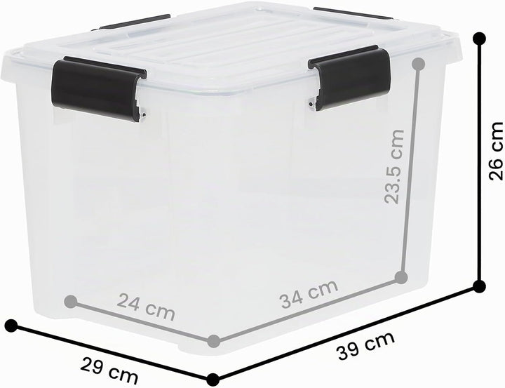 Iris Ohyama Luftdichte Kunststoff-Aufbewahrungsboxen mit Deckel, 20L, 3er-Set, Transparent, Hermetis