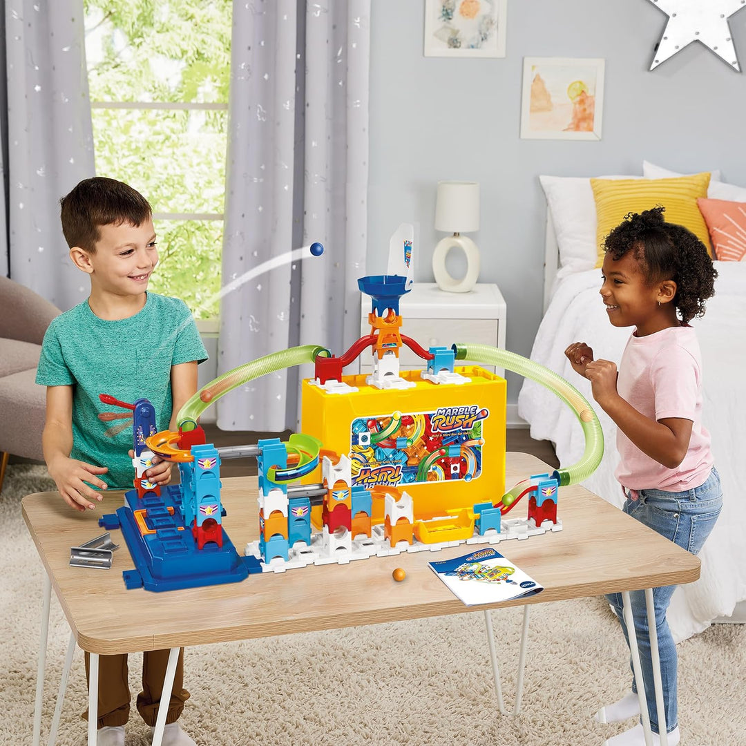 VTech Marble Rush - Build & Store Box Set M400 – Interaktive Murmelbahn mit spannenden Bahnelementen