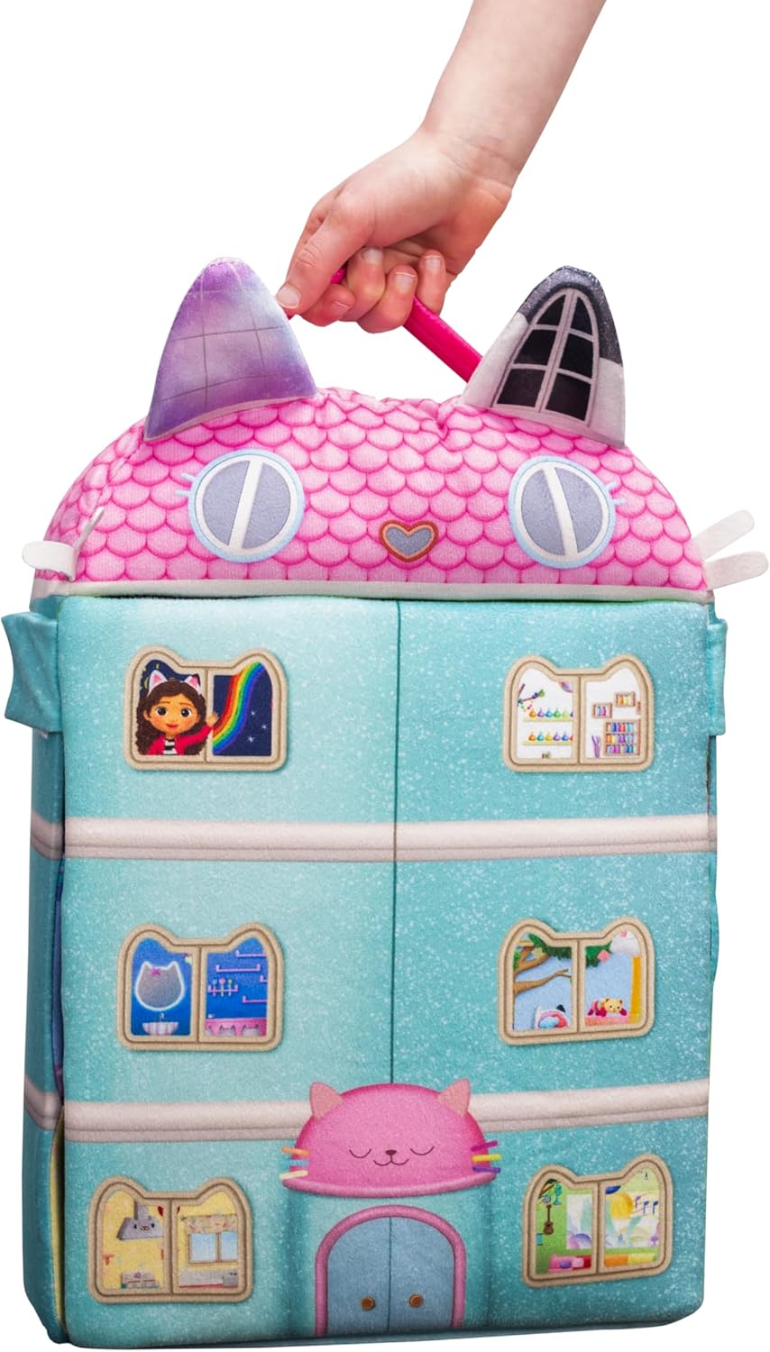Schmidt Spiele 42804 Gabby's Dollhouse, Puppenhaus mit 3 Figuren und Lift, 41 cm Plüschfigur