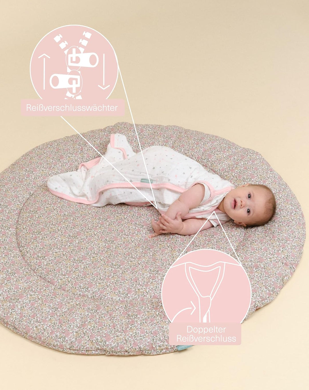 molis&co. Baby-Schlafsack. Grösse: 85 cm (6-18 Monate). Ideal für den Sommer. Pink Sky. 100% Baumwol