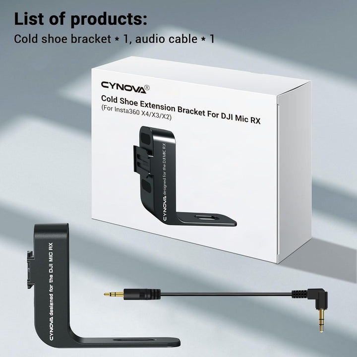 CYNOVA Cold Shoe für Insta360 X4 Zubehör,Wireless Mikrofon Halterung,Mikrofonhalterung Kompatibel Mi