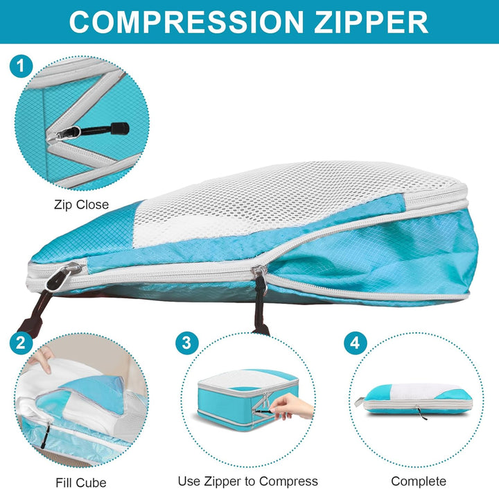 Cinnani Koffer Organizer Set, 8-Teilig Compression Packing Cubes, Packtaschen mit Kompression Packwü