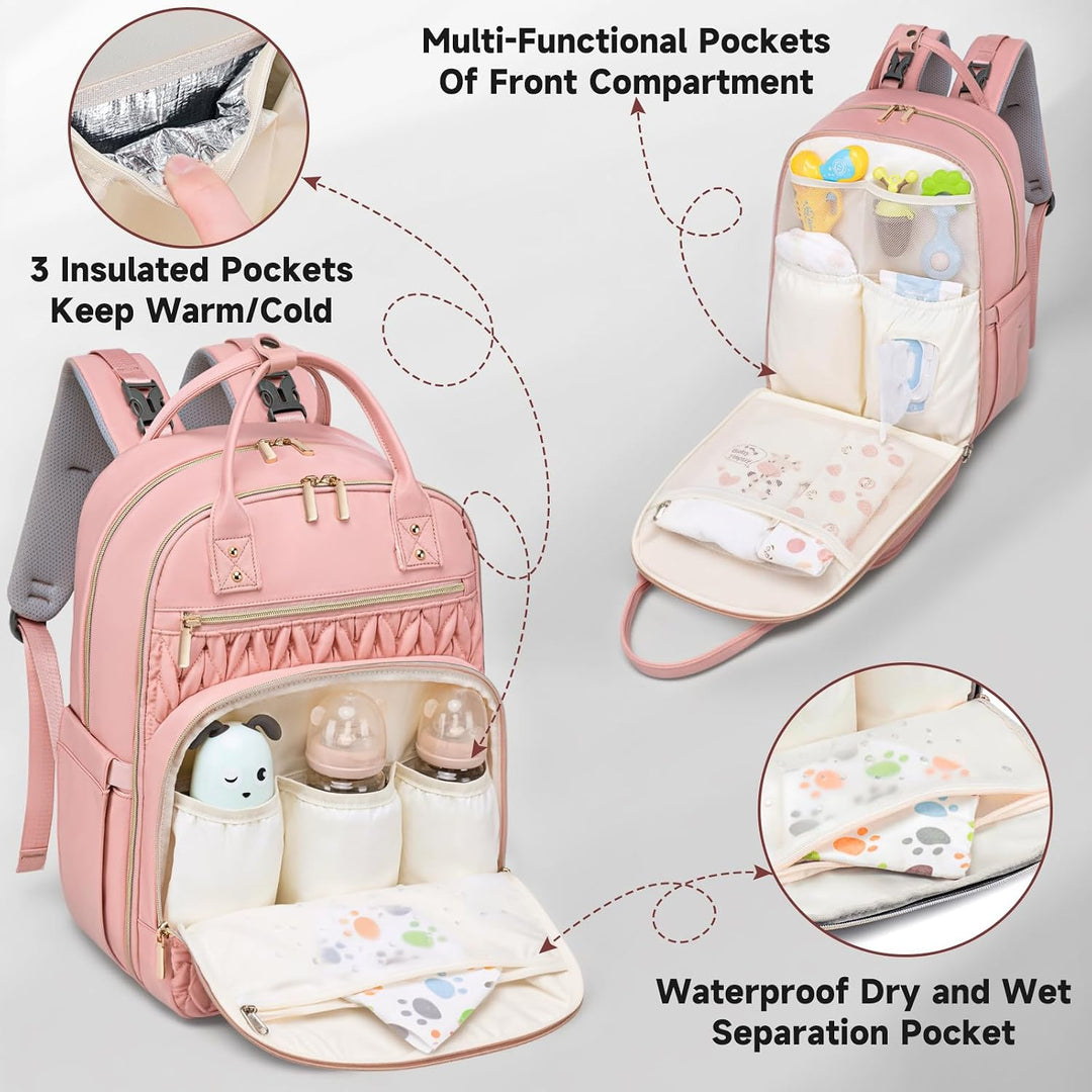 Wickeltaschen-Rucksack, stilvolle Baby-Wickeltasche, wasserdichter Reise-Wickelrucksack mit Wickelun